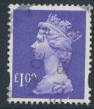 GB QE II Machin - SG Y1743   Used  £1 Bluish Violet 2 Bands