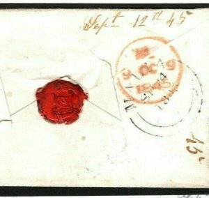 LEBANON HMS WARSPITE Cover GB NAVAL SURGEON Disinfected MALTA 1845 RARE N55