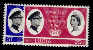 ST. LUCIA QEII SG220-221, 1966 royal visit set, NH MINT.