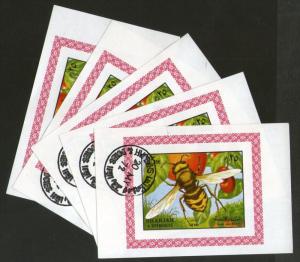 Sharjah - UAE 1972 Honey Bee Insect  Fauna Flora M/s Cancelled x 5 # 3066