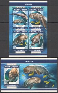 HM1453 2018 SIERRA LEONE DUGONGS FISHES MARINE LIFE FAUNA #9459-2+BL1420 MNH