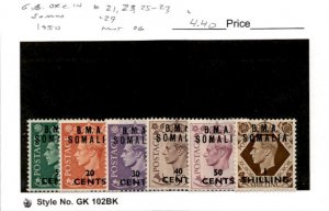 Great Britain, Postage Stamp, #21..29 Mint Hinged, 1948 Offices Somalia (AB)