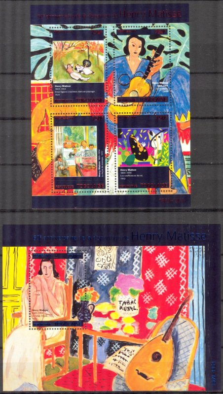 Togo 2014 Art Paintings Henri Matisse Sheet + S/S MNH