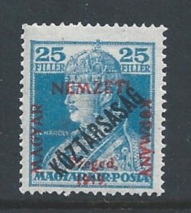 Hungary #11N29 MH 25f Charles IV Issue Ovptd. For Hungarian Nat'l Gov�...