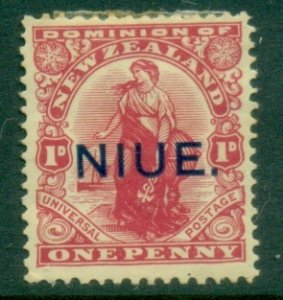 Niue 1917-20 1d universal Opt on NZ MH