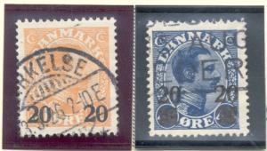 Denmark Sc 176-7 1926 20 ore overprints stamp set used