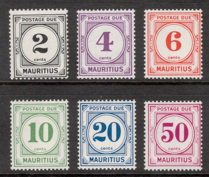 MAURITIUS 1966-68 Postage Dues; Scott J8-13; MNH