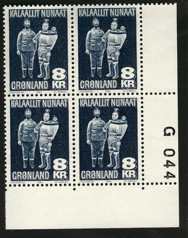 Greenland 8 Krone (Scott #104)  Plate Block #G044  F-VF MNH Hard to Find!