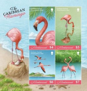 Montserrat 2019 - Caribbean Flamingo - Sheet of 4 stamps- Scott #1424 - MNH