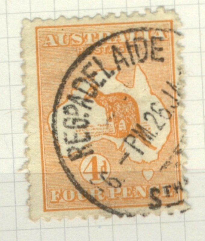 Australia 1914 4d orange Roo with Registered Adelade cancellation sg6 c  Stamp