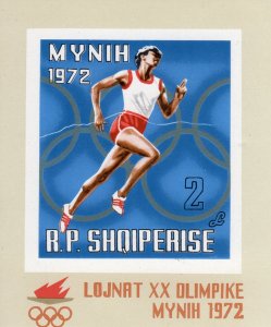 ALBANIA 1971 Sc#1381 MUNIC OLYMPICS 1972 RUNNER Souvenir Sheet Imperforated MNH