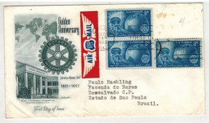 1955 FOREIGN DESTINATION SAO PAULO BRAZIL AIRMAIL 1066 ROTARY FDC