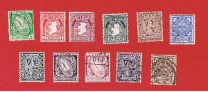 Ireland #106-116  VF used    Map, Light, Arms & Celtic Cross   Free S/H