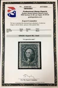 MOMEN: US STAMPS #69 USED PSE GRADED CERT SUP-98J LOT #90556*