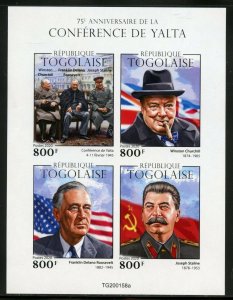 TOGO 2020 75th ANN OF YALTA CONFERENCE ROOSEVELT CHURCHILL STALIN IMPERF SHT  NH