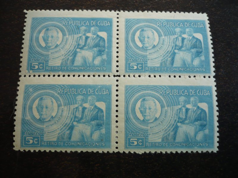 Stamps - Cuba - Scott# 407-409 - Mint Hinged Set of 3 Stamps in Blocks of 4