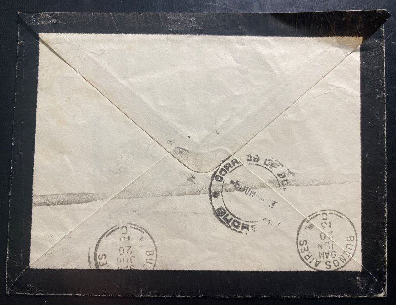 1913 Santa Cruz Bolivia Bisect Mourning Cover To Buenos Aires Argentina
