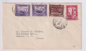 Mogadishu, Italian Somalia to Newark, NJ 1934 Sc #142, 138, & 146 x 2 (52155)