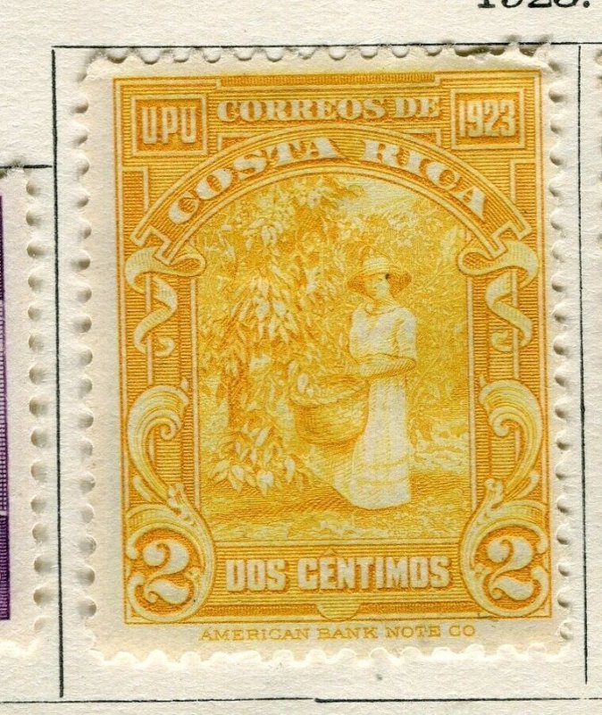 COSTA RICA; 1923 early UPU pictorial issue Mint hinged 2c. value