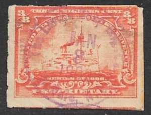 USA REVENUES 3/8c BATTLESHIP Proprietary LARKIN SOAP MFG Co CDS RB22 Used