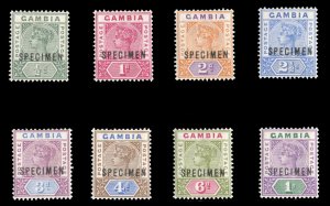 Gambia #20-27S Cat$225, 1898 Victoria, complete set, overprinted Specimen, hi...