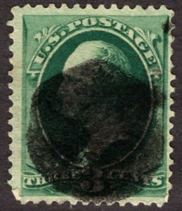 1873, US 3c, Washington, Used, Sc 158