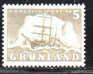 Greenland Sc 38 1958 5 kr ship stamp mint NH