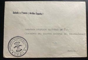 1930s Lugo Spain Falange Political Party Civil War Cover To Burgos