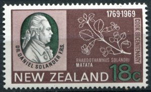 New Zealand Sc#433 MNH, 18c multi, Captain Cook (1969)