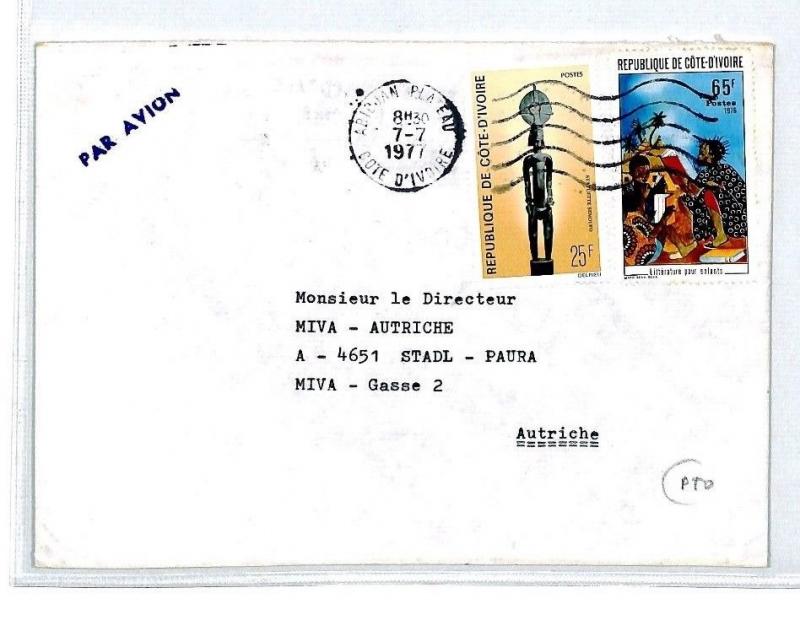 CM282 1977 *IVORY COAST* Missionary Air Mail MIVA Austria Cover