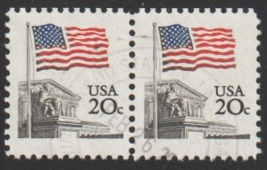 SC# 1894 - (20c) - Flag over supreme court, pf 11, Used Pair