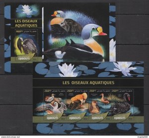 2016 Djibouti Fauna Les Aquatiques Water Aqua Sea Birds Kb+Bl ** Dj068