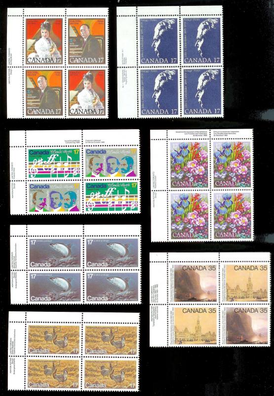 CANADA (111 pcs.) Imprint & Corner Blocks ALL Mint Never Hinged FV=C$120+