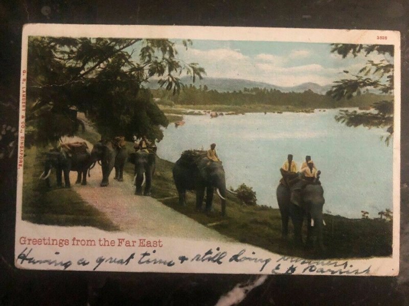 1906 Penang Strait Settlements RPPC Postcard Cover To Berkeley USA Via Hong Kong