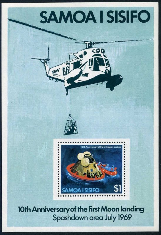 Samoa 507-512,512a, MNH. Mi 407-412. Moon landing 10th Ann. 1979. Helicopter.