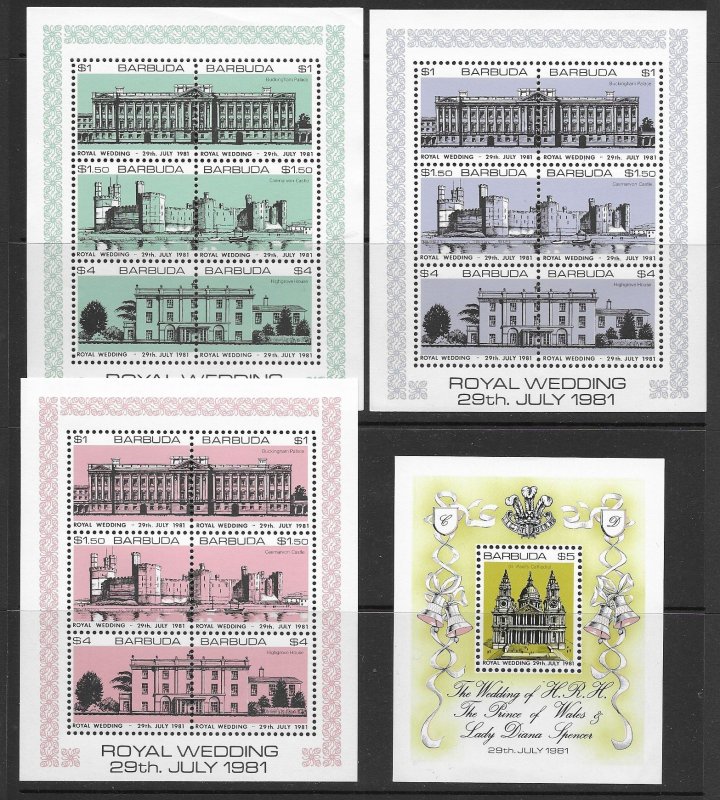 Barbuda  493-6 MNH Royal Wedding cpl. set  x 10, vf . 2022 CV $102.50