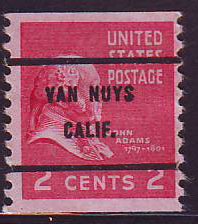 Van Nuys CA, 841-61 Bureau Precancel, 2¢ coil J. Adams