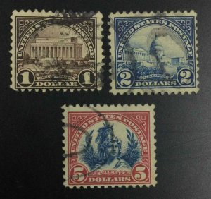 MOMEN: US STAMPS #571-573 USED LOT #54148