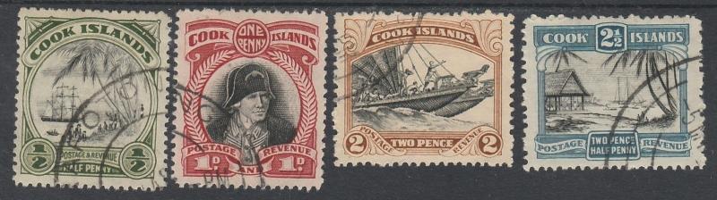 COOK ISLANDS 1944 PICTORIAL 1/2D TO 21/2D WMK MULTI STAR NZ USED 