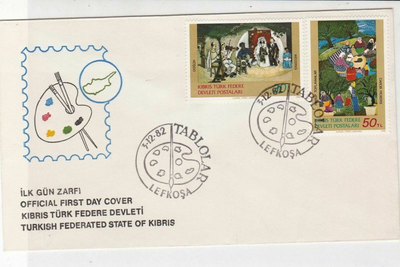 Turkish Federated Cyprus 1982 Celebrating Painters FDC Stamps Cover Ref 23657