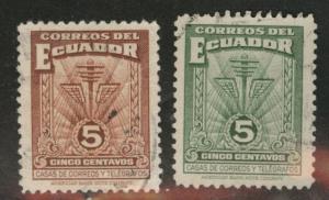 Ecuador Scott RA49-49A used 1940  postal tax stamp