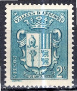 French Andorra 1936: Sc. # 66; MLH Single Stamp