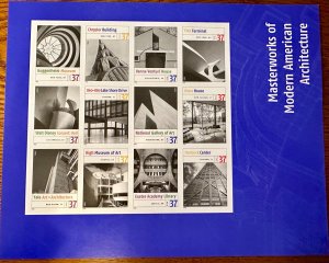 US # 3910 Modern American Architecture pane of 12 37c 2005 MintNH