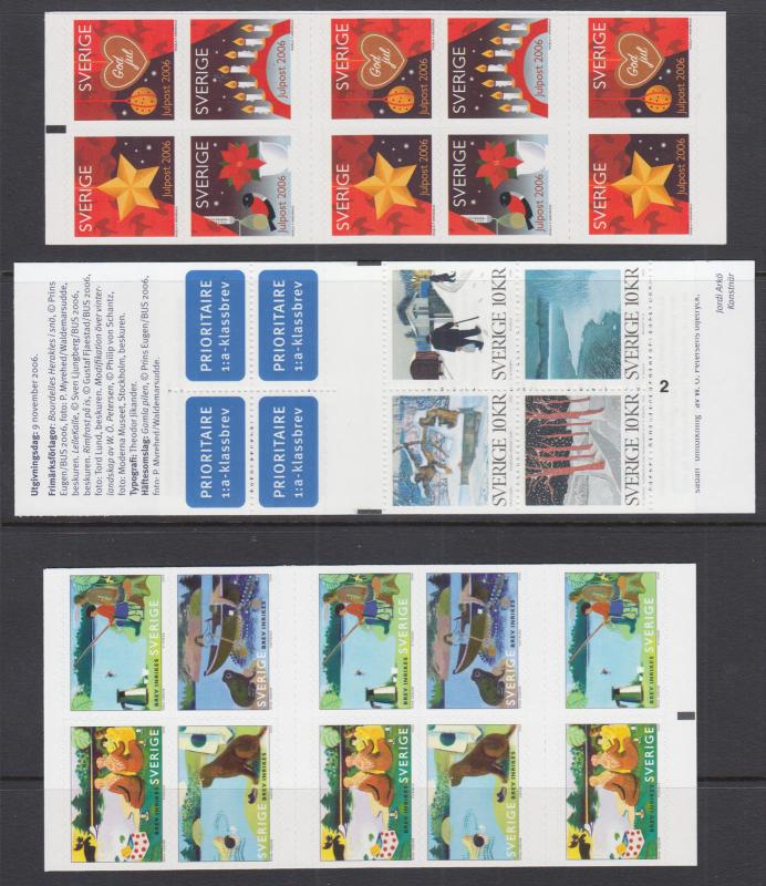 Sweden Sc 2525f/2548e MNH. 2006 issues, 10 Intact Booklets, VF