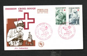 FRANCE 1966 RED CROSS FDC/MAXIMUM CARDS