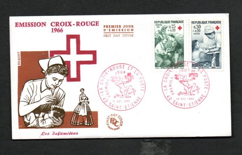 FRANCE 1966 RED CROSS FDC/MAXIMUM CARDS