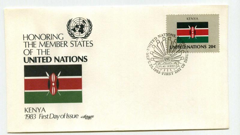 United Nations #406 Flag Series 1983, Kenya, Artmaster,  FDC