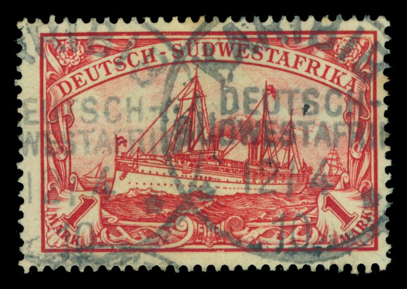 German Colonies SOUTH WEST AFRICA 1901 Yacht 1mk car. Sc# 22  KARIBIB DP cxl