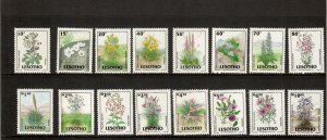 Lesotho 1999 - Flowers Definitives - Set of 16 Stamps - Scott #1152-67 - MNH