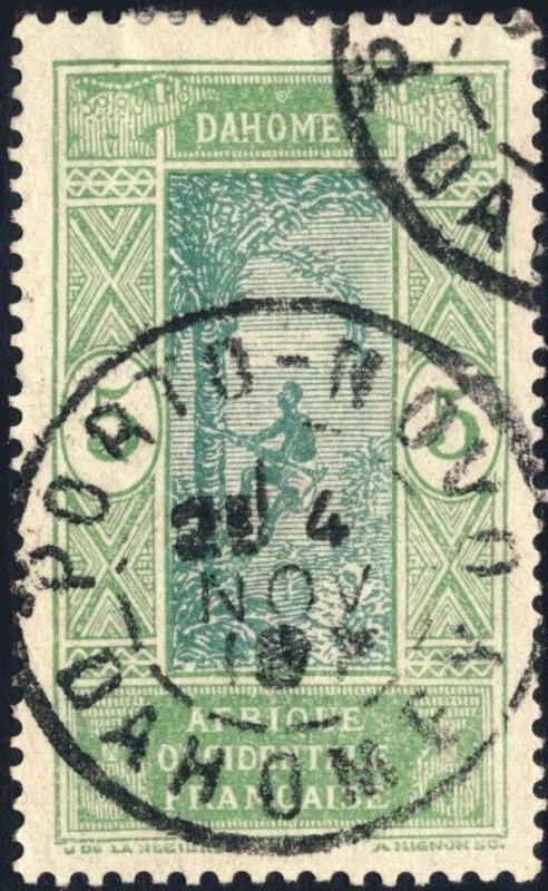 DAHOMEY - 1919 - CAD DOUBLE CERCLE PORTO-NOVO / DAHOMEY SUR N°46